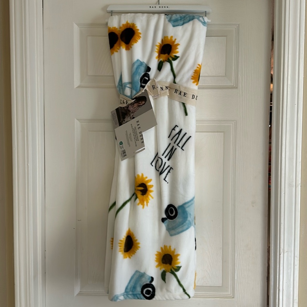 Rae Dunn sunflower plush throw